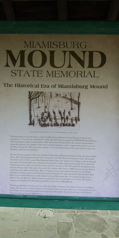 The Historical Era of Miamisburg Mound Marker image. Click for full size.