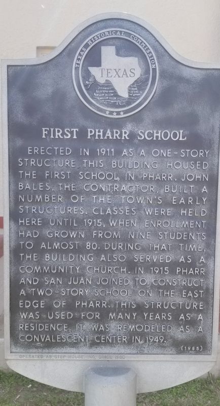 First Pharr School Marker image. Click for full size.
