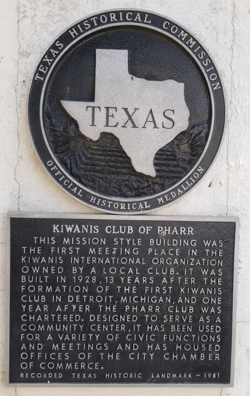 Kiwanis Club of Pharr Marker image. Click for full size.