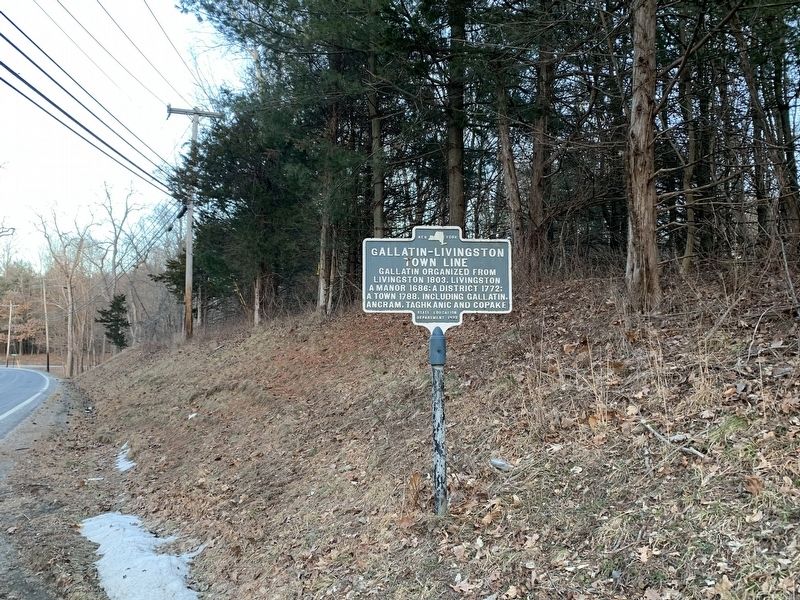 Gallatin-Livingston Town Line Marker. Click for full size. Gallatin-Livingston Town Line Marker image. Click for full size.