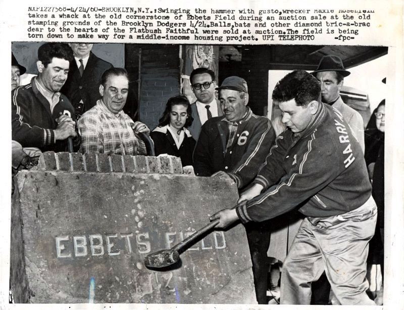 Taking a Sledge Hammer to Ebbets Field Cornerstone image. Click for full size.