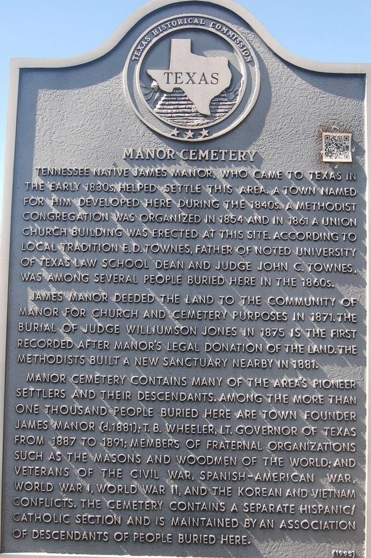 Manor Cemetery Marker. Click for full size. Manor Cemetery Marker image. Click for full size.