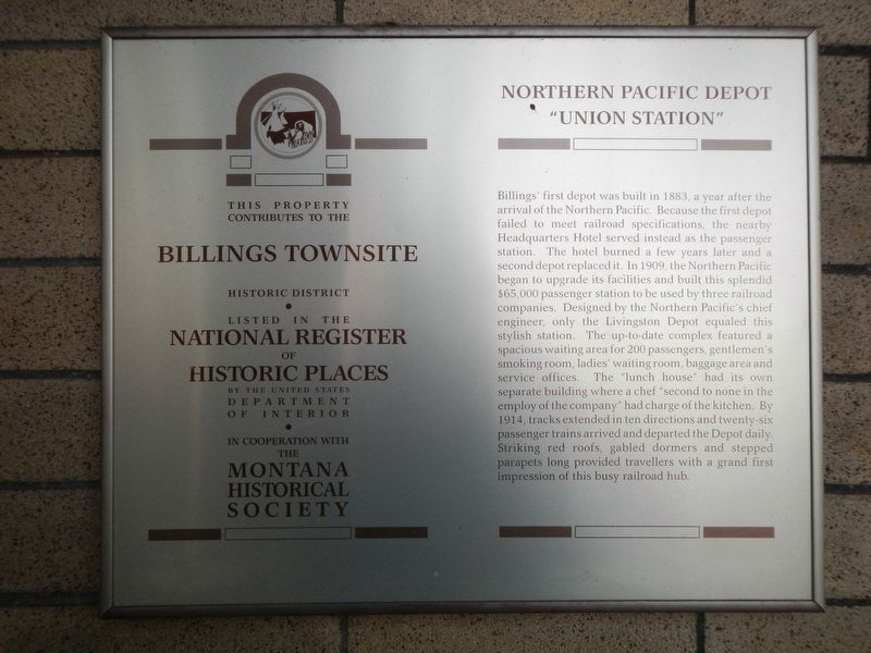Northern Pacific Depot "Union Station" Marker image. Click for full size.