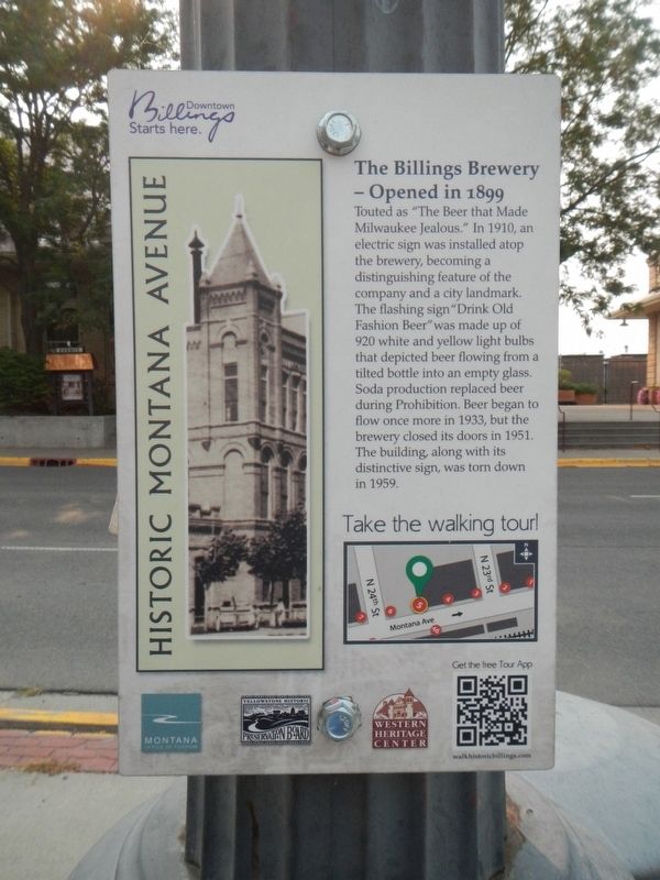 The Billings Brewery - Opened in 1899 Marker image. Click for full size.