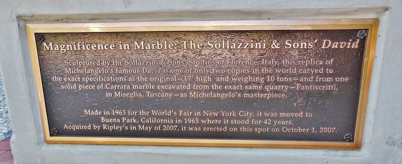 Sollazzini & Sons� <i>David</i> Marker image. Click for full size.