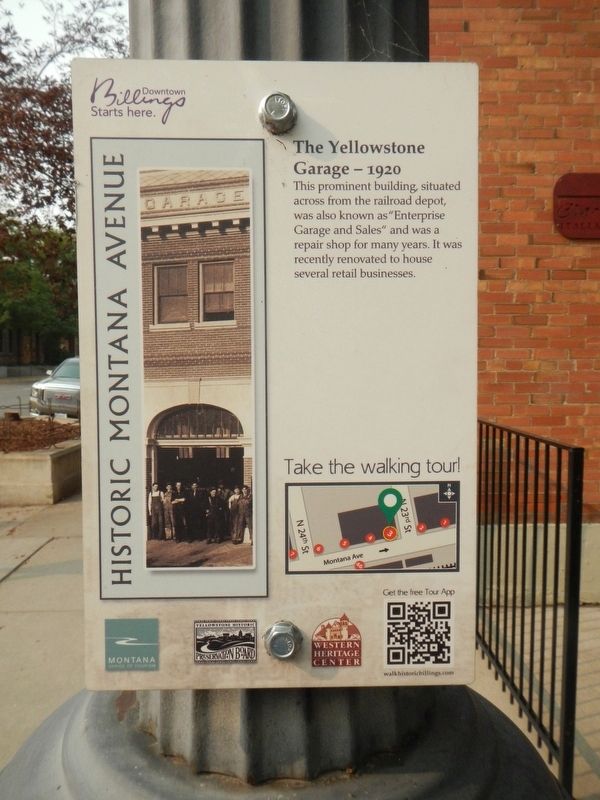 The Yellowstone Garage - 1920 Marker image. Click for full size.