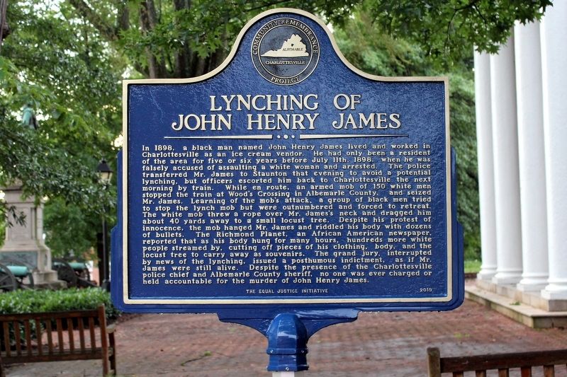 Lynching of John Henry James side of Marker. Click for full size. Lynching of John Henry James side of Marker image. Click for full size.