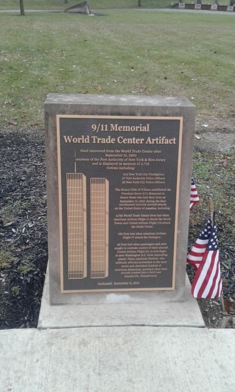 9/11 Memorial World Trade Center Artifact Marker image. Click for full size.