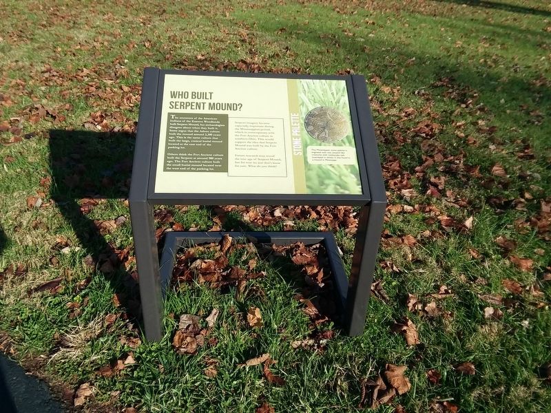 Who Built Serpent Mound? Marker. Click for full size. Who Built Serpent Mound? Marker image. Click for full size.