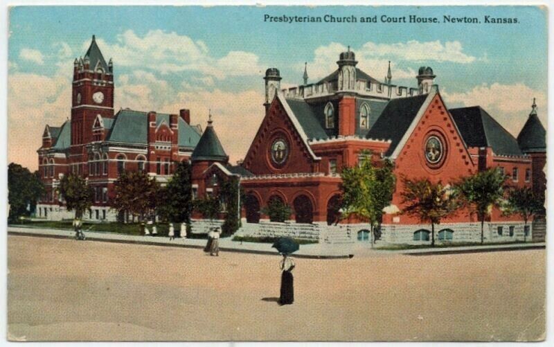 First Presbyterian Church and Courthouse Postcard View image. Click for full size.