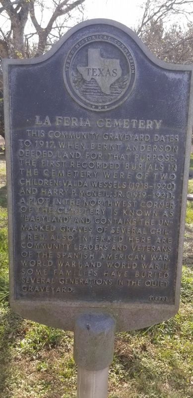 La Feria Cemetery Marker. Click for full size. La Feria Cemetery Marker image. Click for full size.