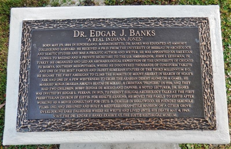 Dr. Edgar J. Banks Marker image. Click for full size.