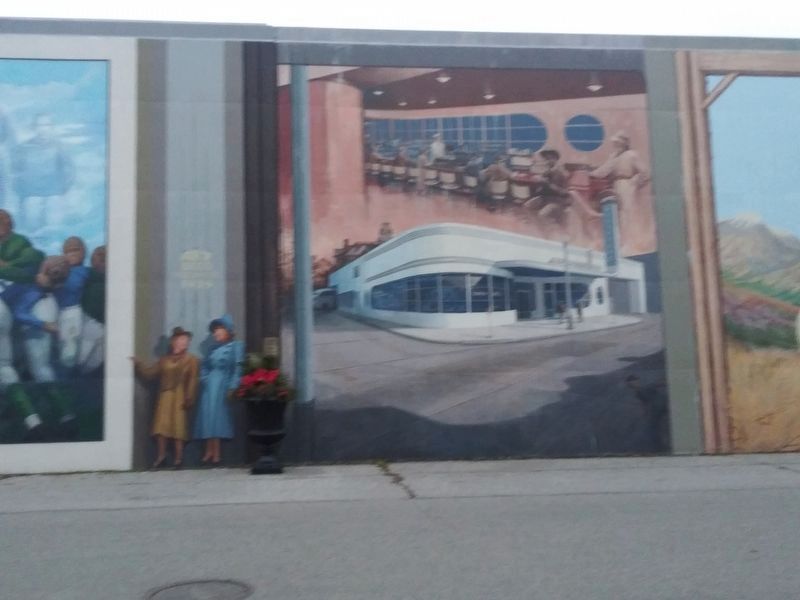 The Greyhound Bus Station, 1941 mural image. Click for full size.