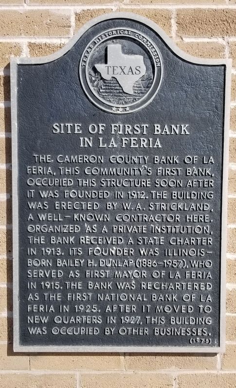 Site of First Bank in La Feria Marker image. Click for full size.