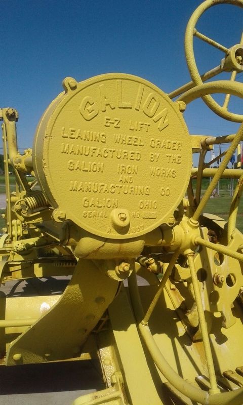 Galion Horse-Drawn Road Grader Marker. Click for full size. Galion Horse-Drawn Road Grader Marker image. Click for full size.