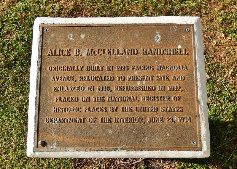 Alice B. McClelland Bandshell Marker. Click for full size. Alice B. McClelland Bandshell Marker image. Click for full size.