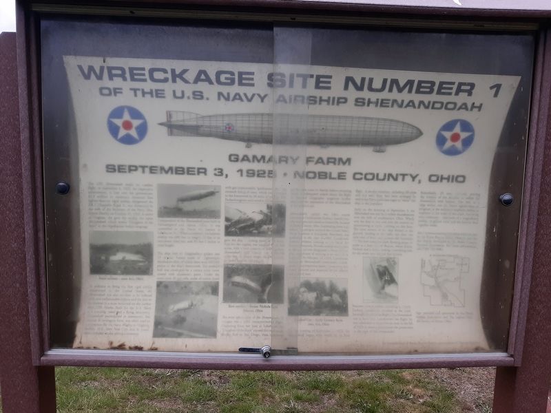 Wreckage Site Number 1 of the U.S. Navy Airship Shenandoah Marker image. Click for full size.