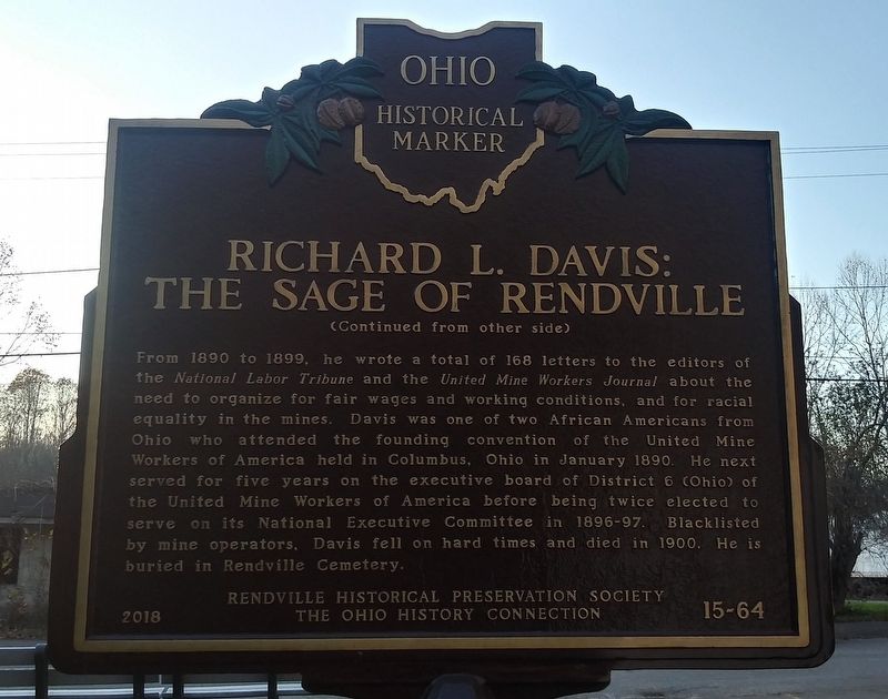 Richard L. Davis: The Sage Of Rendville Marker image. Click for full size.
