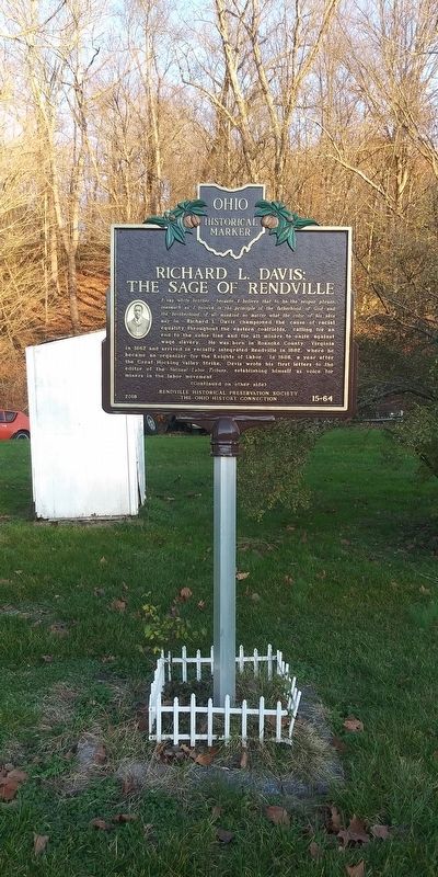 Richard L. Davis: The Sage Of Rendville Marker. Click for full size. Richard L. Davis: The Sage Of Rendville Marker image. Click for full size.