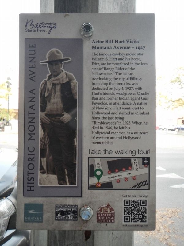 Actor Bill Hart Visits Montana Avenue - 1927 Marker image. Click for full size.