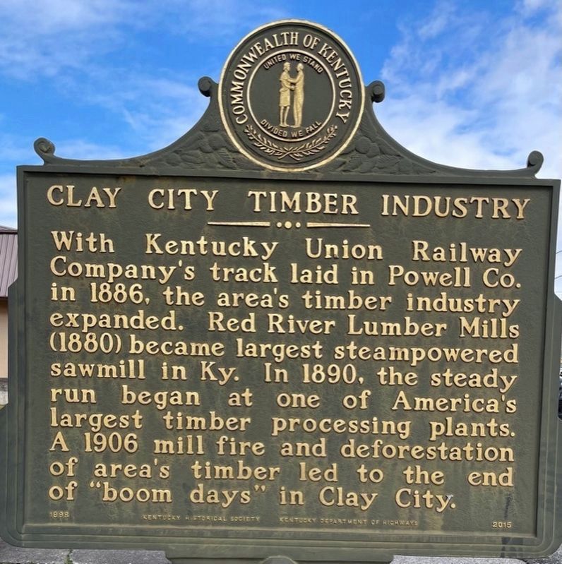Clay City Timber Industry / Early Iron Works Marker image. Click for full size.