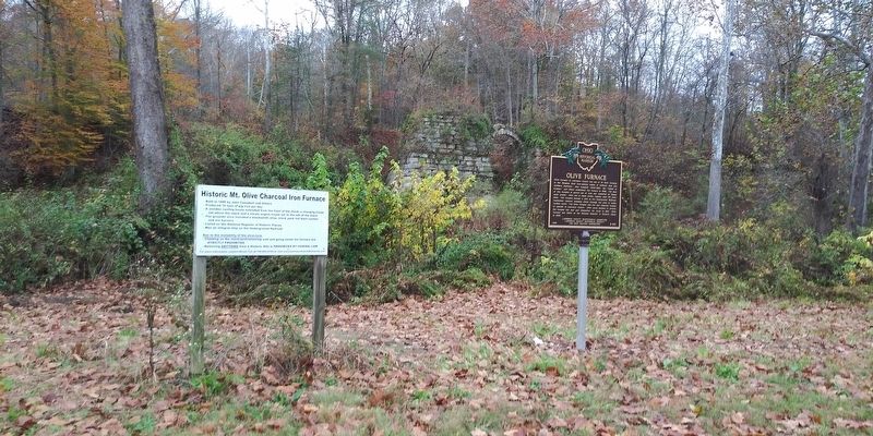Historic Mt. Olive Charcoal Iron Furnace Marker image. Click for full size.