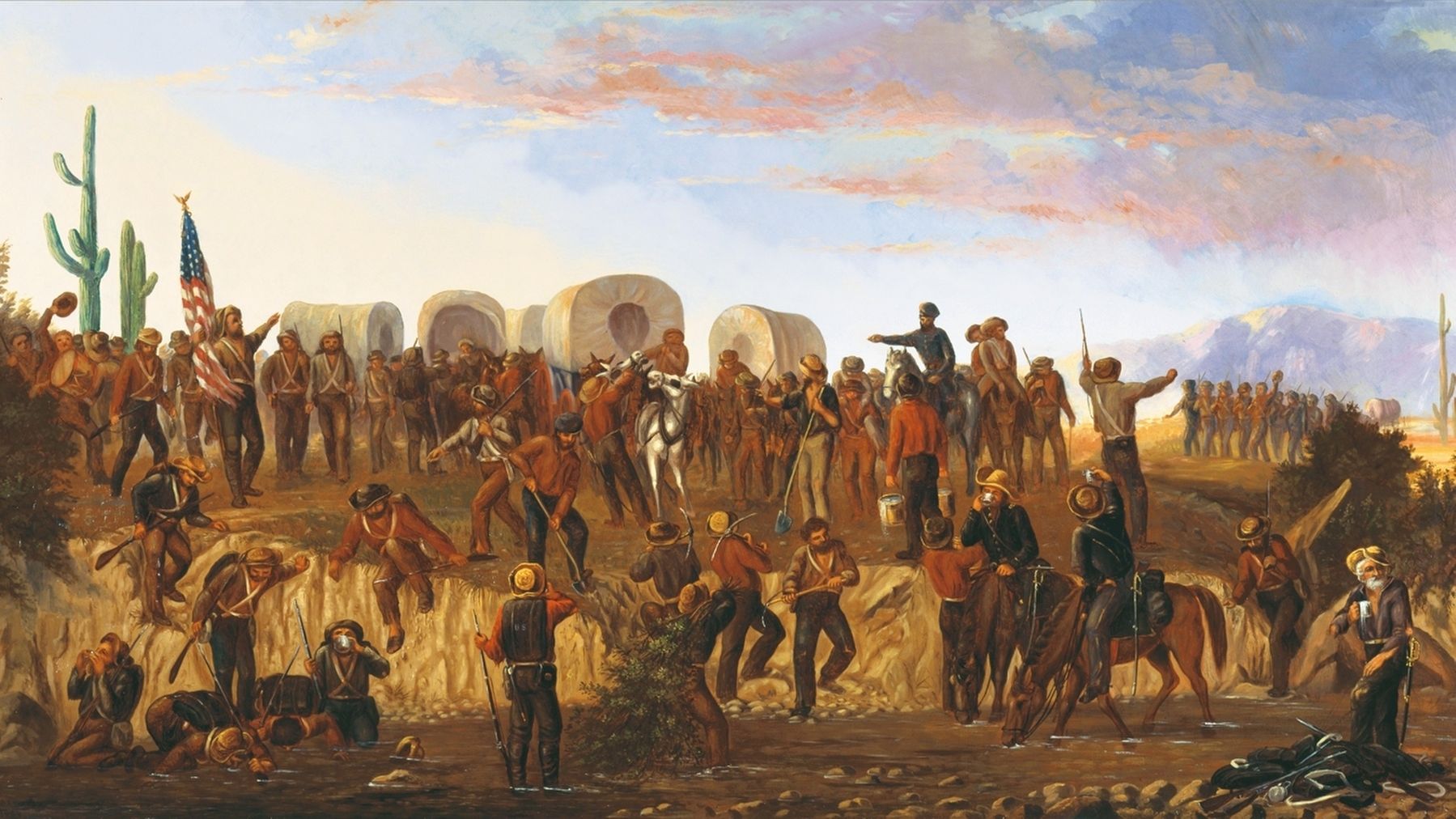 "The Mormon Battalion", by George Ottinger image. Click for full size.