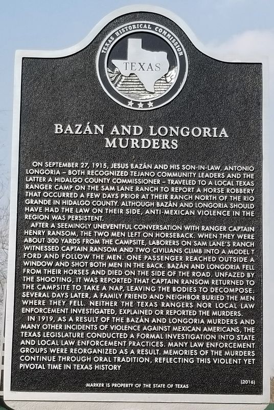 Bazn and Longoria Murders Marker image. Click for full size.