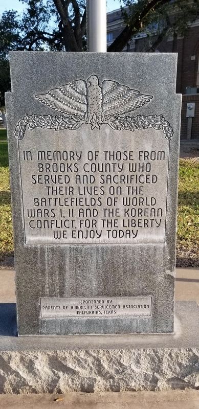 Brooks County War Memorial. Click for full size. Brooks County War Memorial image. Click for full size.