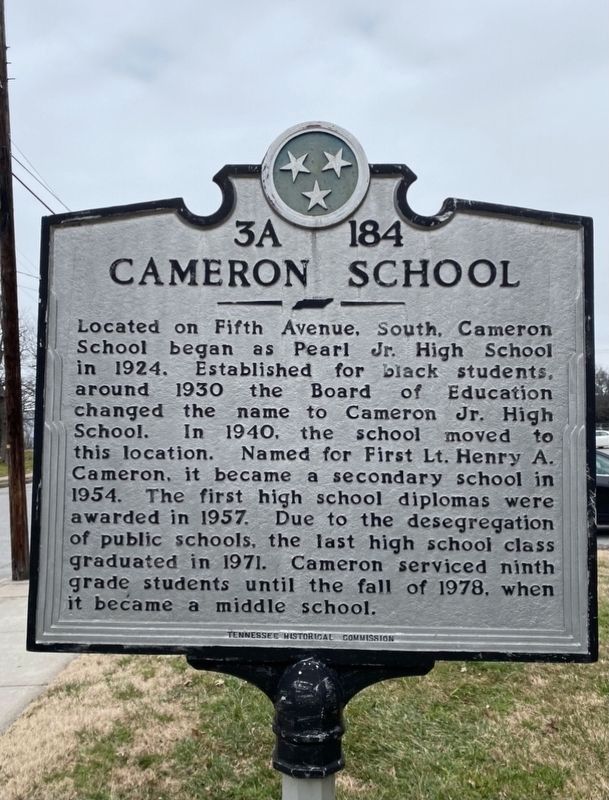 Cameron School side of the marker image. Click for full size.