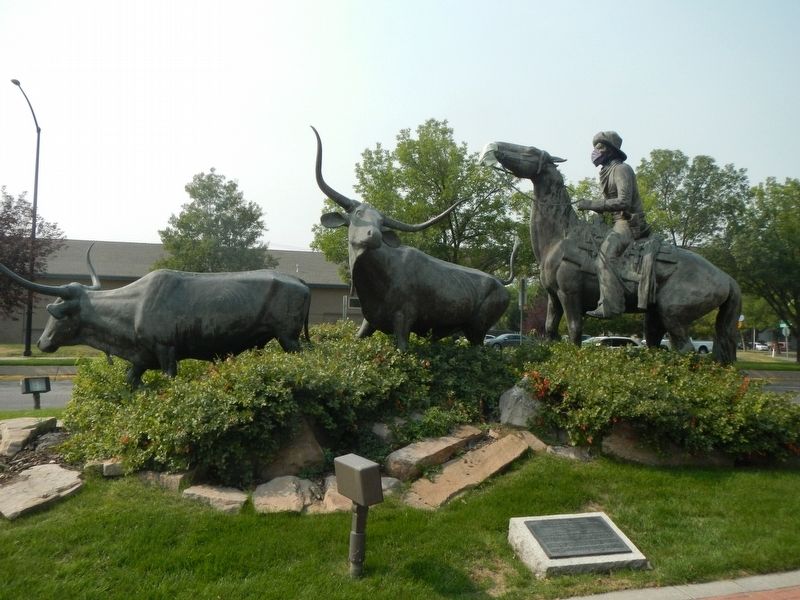 The Great Montana Centennial Cattle Drive Monument and Marker image. Click for full size.