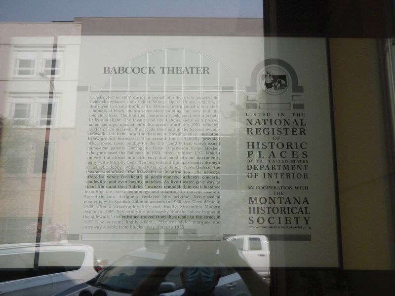 Babcock Theater Marker image. Click for full size.