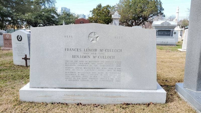 Frances and Benjamin McCulloch Marker. Click for full size. Frances and Benjamin McCulloch Marker image. Click for full size.