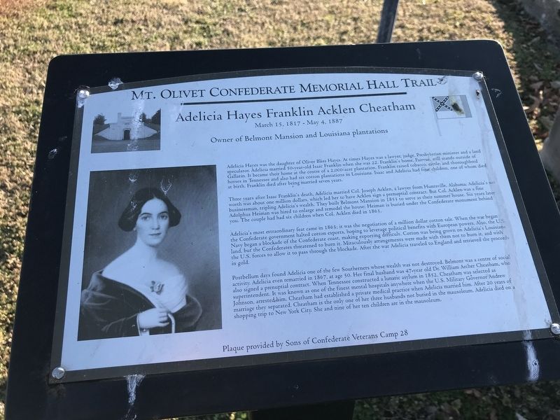 Adelicia Hayes Franklin Acklen Cheatham Marker image. Click for full size.