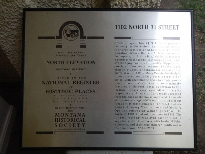 1102 North 31 Street Marker image. Click for full size.