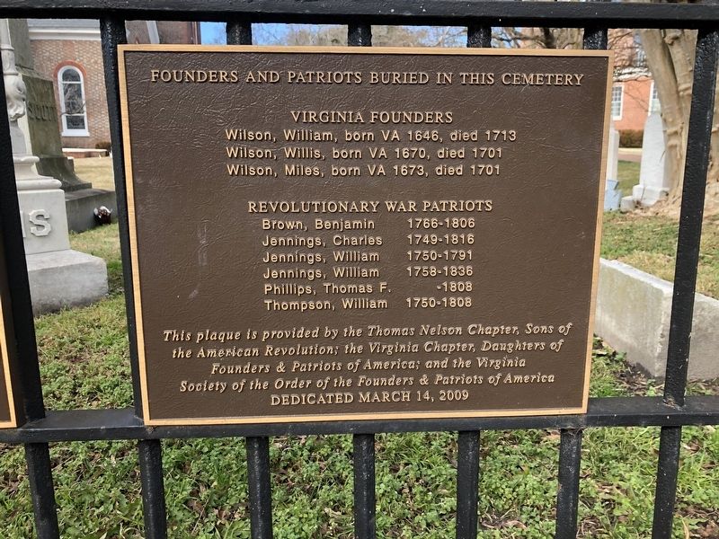 Founders And Patriots Buried In This Cemetery Marker image. Click for full size.