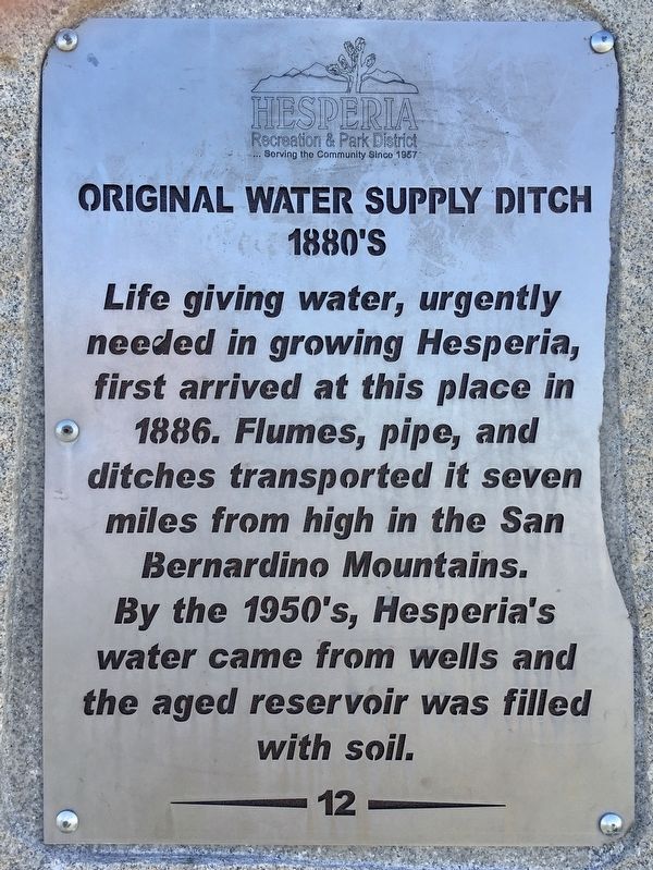 Original Water Supply Ditch Marker image. Click for full size.