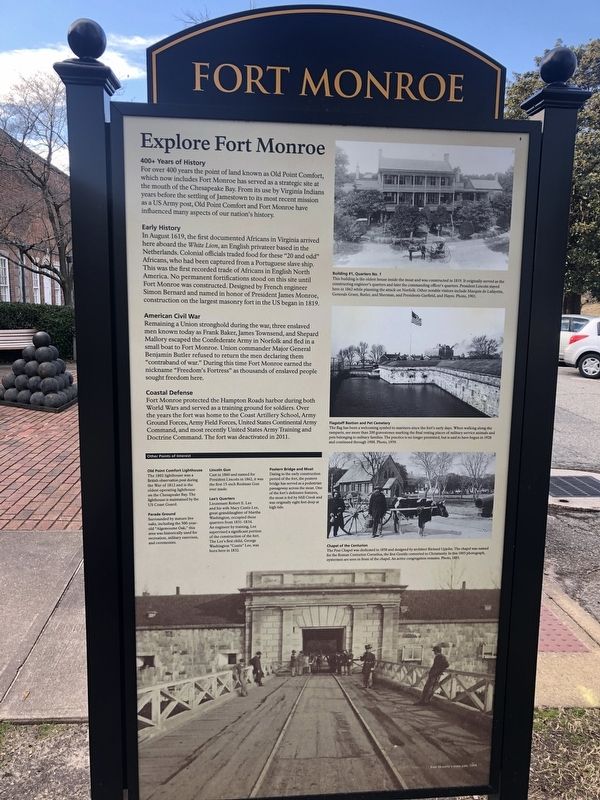 Fort Monroe Marker. Click for full size. Fort Monroe Marker image. Click for full size.