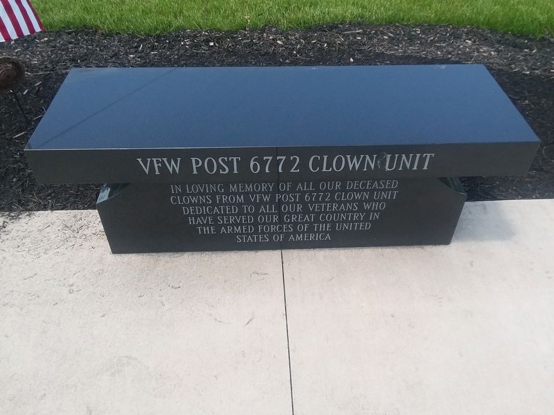 Spencerville VFW Clown Unit Veterans Memorial Bench Marker image. Click for full size.