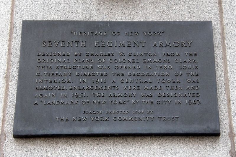 Seventh Regiment Armory plaque image. Click for full size.
