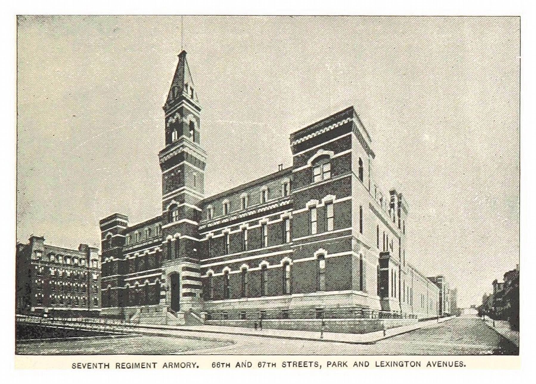 The Seventh Regiment Armory with the original central tower. Click for full size. The Seventh Regiment Armory with the original central tower image. Click for full size.
