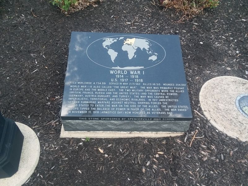 World War I Marker. Click for full size. World War I Marker image. Click for full size.