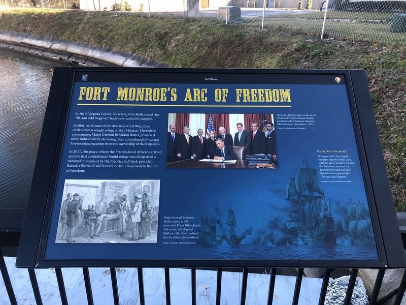 Fort Monroe's Arc Of Freedom Marker image. Click for full size.