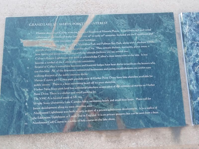 Grand Lake St. Marys Points Of Interest Marker. Click for full size. Grand Lake St. Marys Points Of Interest Marker image. Click for full size.