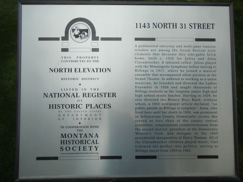 1143 North 31 Street Marker image. Click for full size.