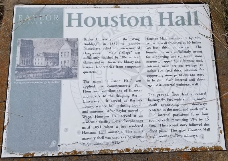 Houston Hall Marker image. Click for full size.