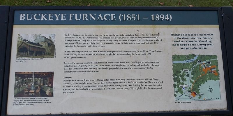Buckeye Furnace (1851 - 1894) Marker image. Click for full size.