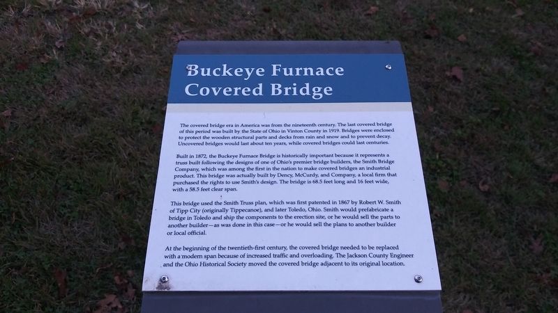 Buckeye Furnace Covered Bridge Marker image. Click for full size.