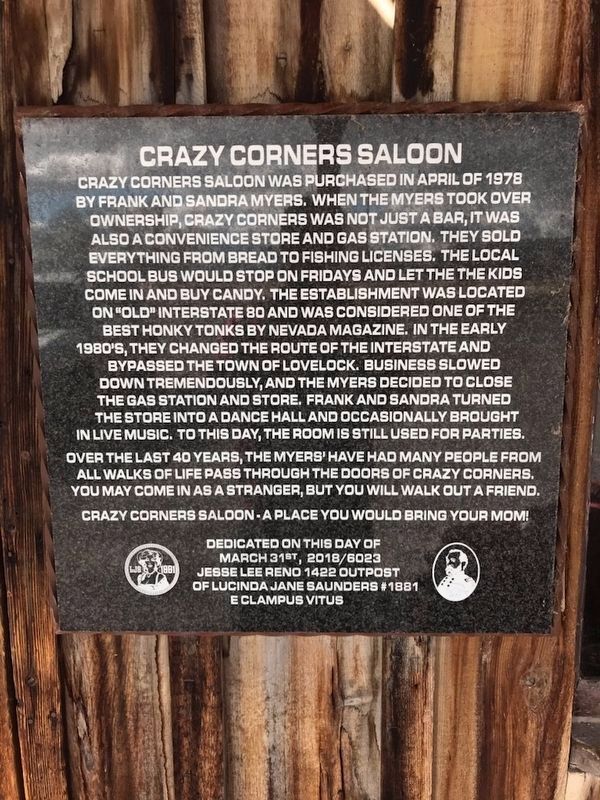 Crazy Corners Saloon Marker image. Click for full size.