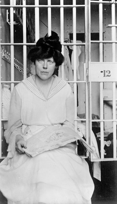Miss Lucy Burns of C.U.W.S.,<br>in the Occoquan Workhouse, 1917, image. Click for full size.